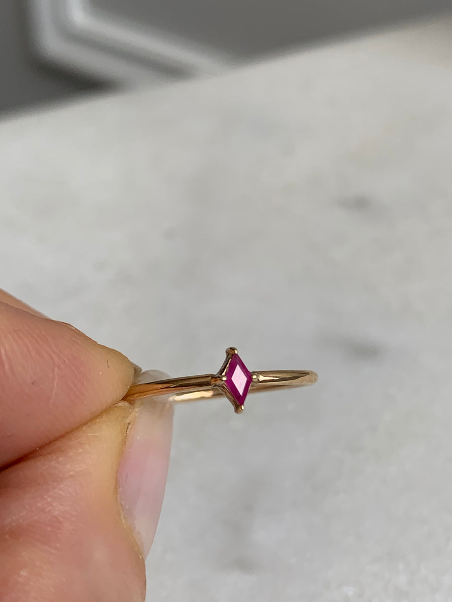 Diamond Cut Ruby Ring