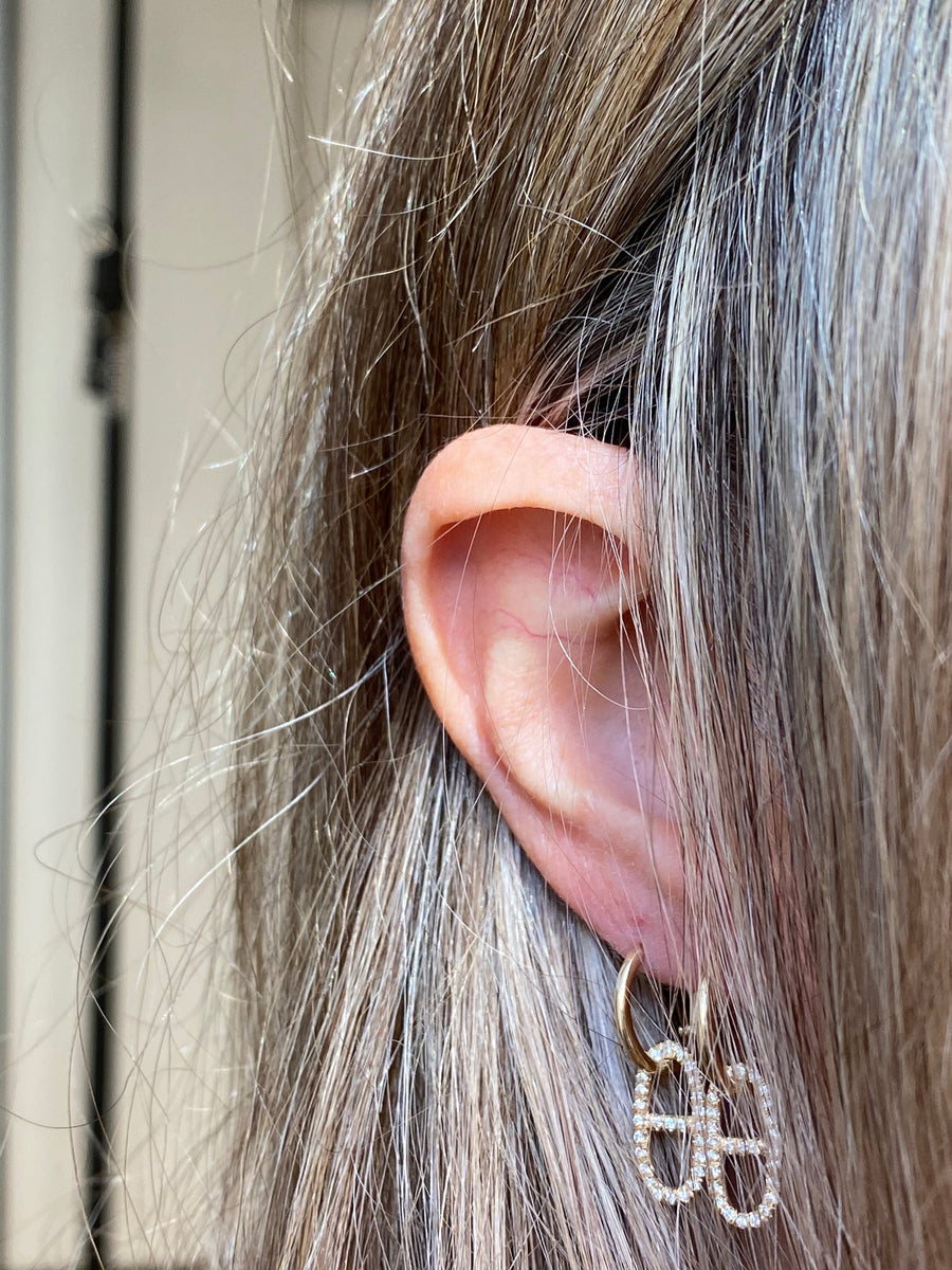 Single DNA Micro Pave Link Hoop Earring