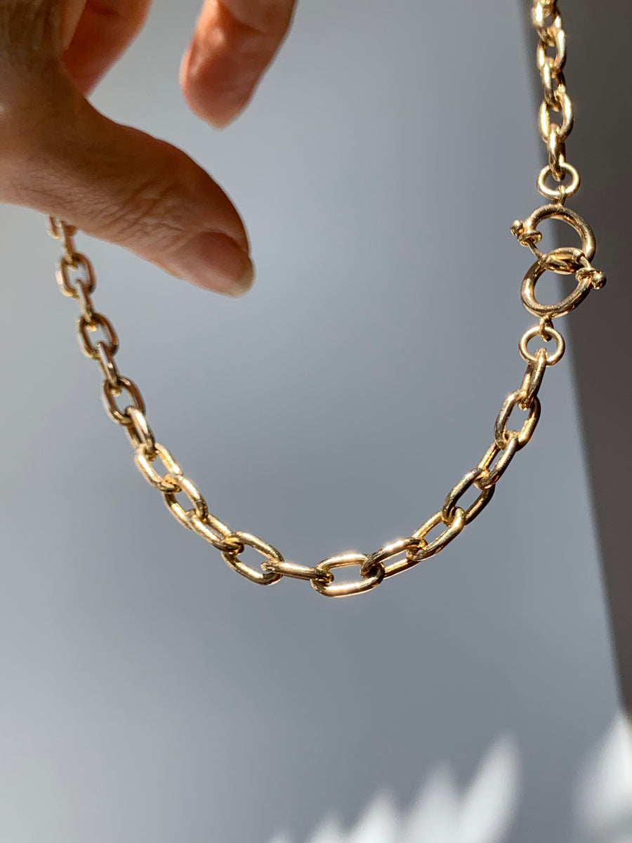 5.8mm Elongated Hollow 14k Gold Chain Necklace