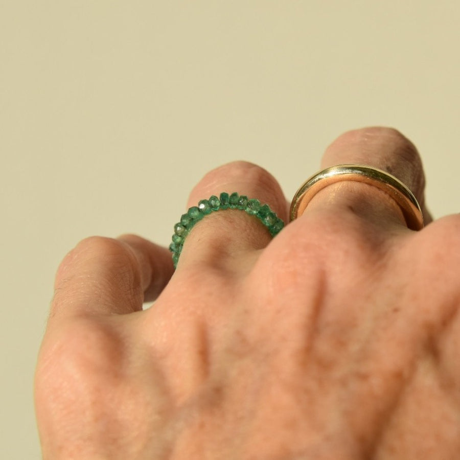 Beaded Emerald Ring