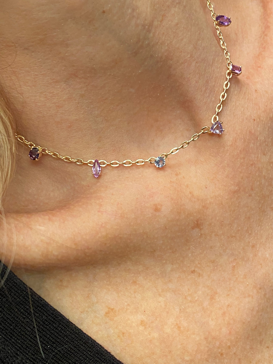 Lilac Sapphire forcefield necklace - 7 Gem