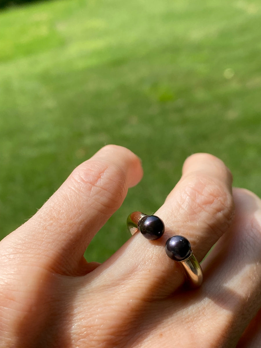 Double Black Pearl Ring