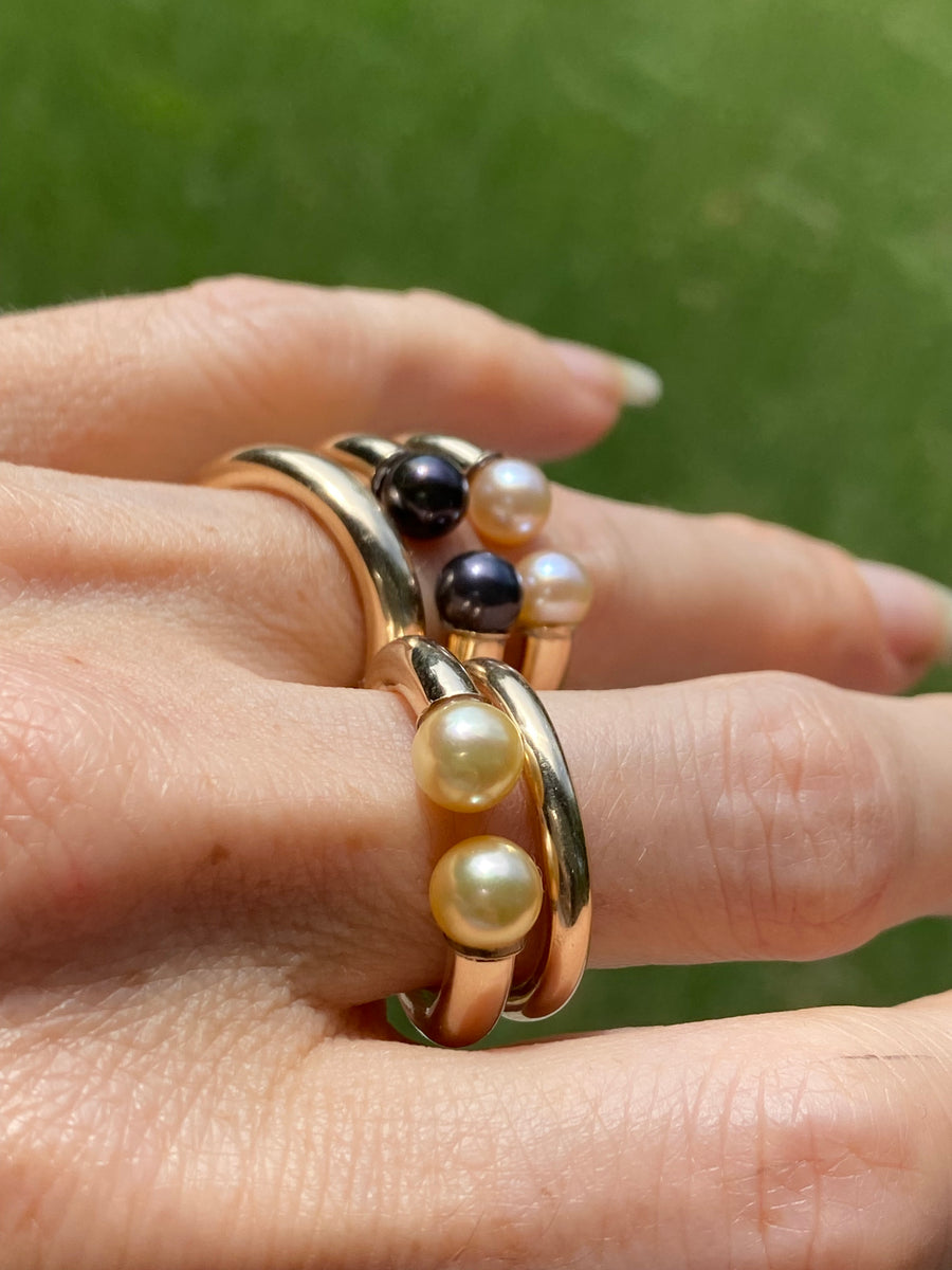 Double Black Pearl Ring