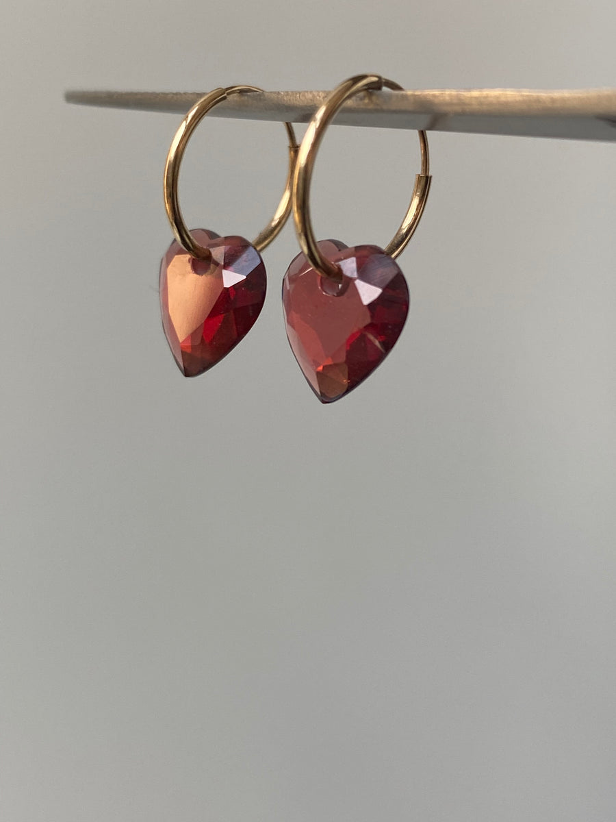 Limited Edition Garnet Heart Endless Hoop Earring