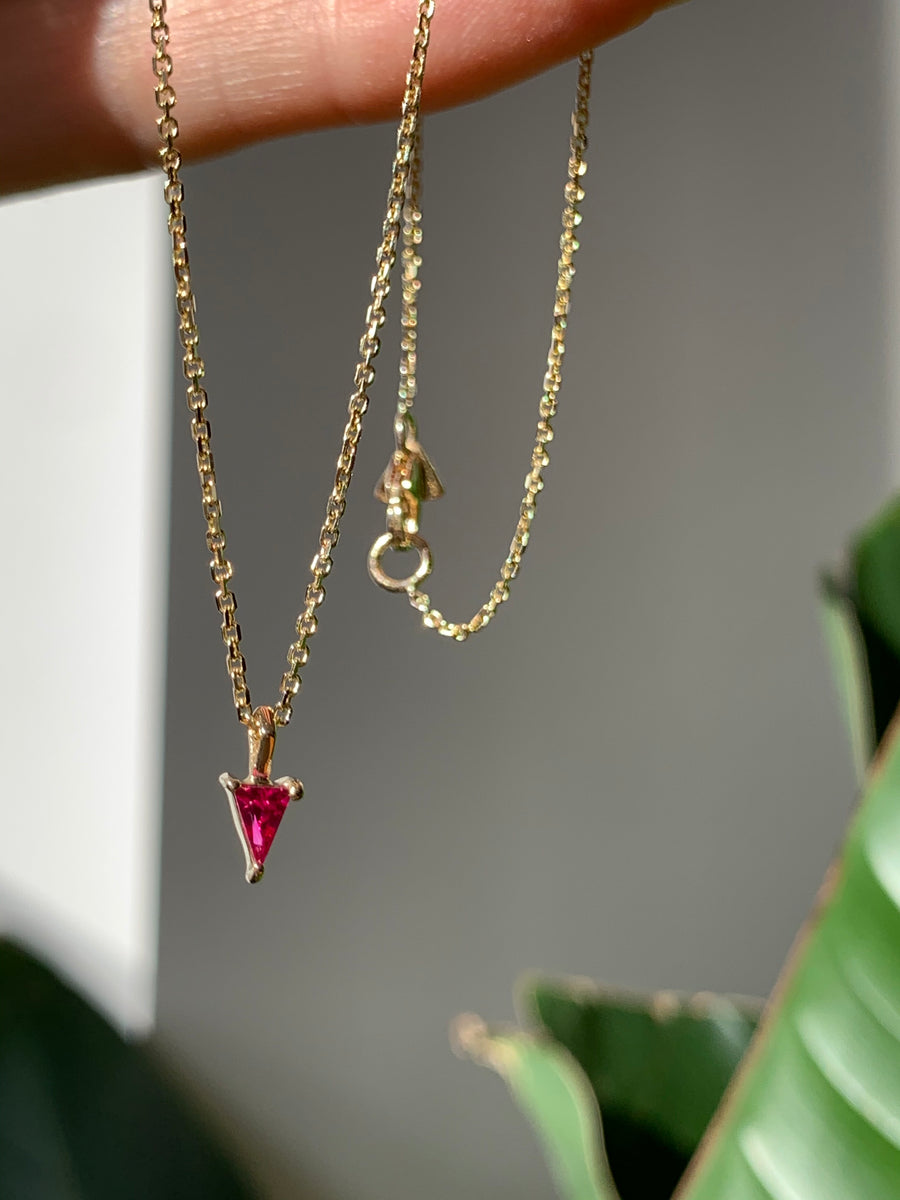 Triangle Ruby Pendant Necklace