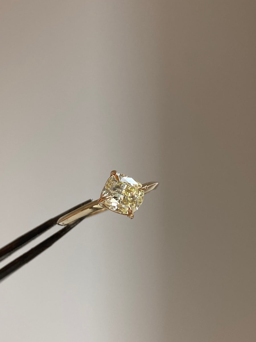 Square Cut Canary Yellow Diamond Engagement Ring