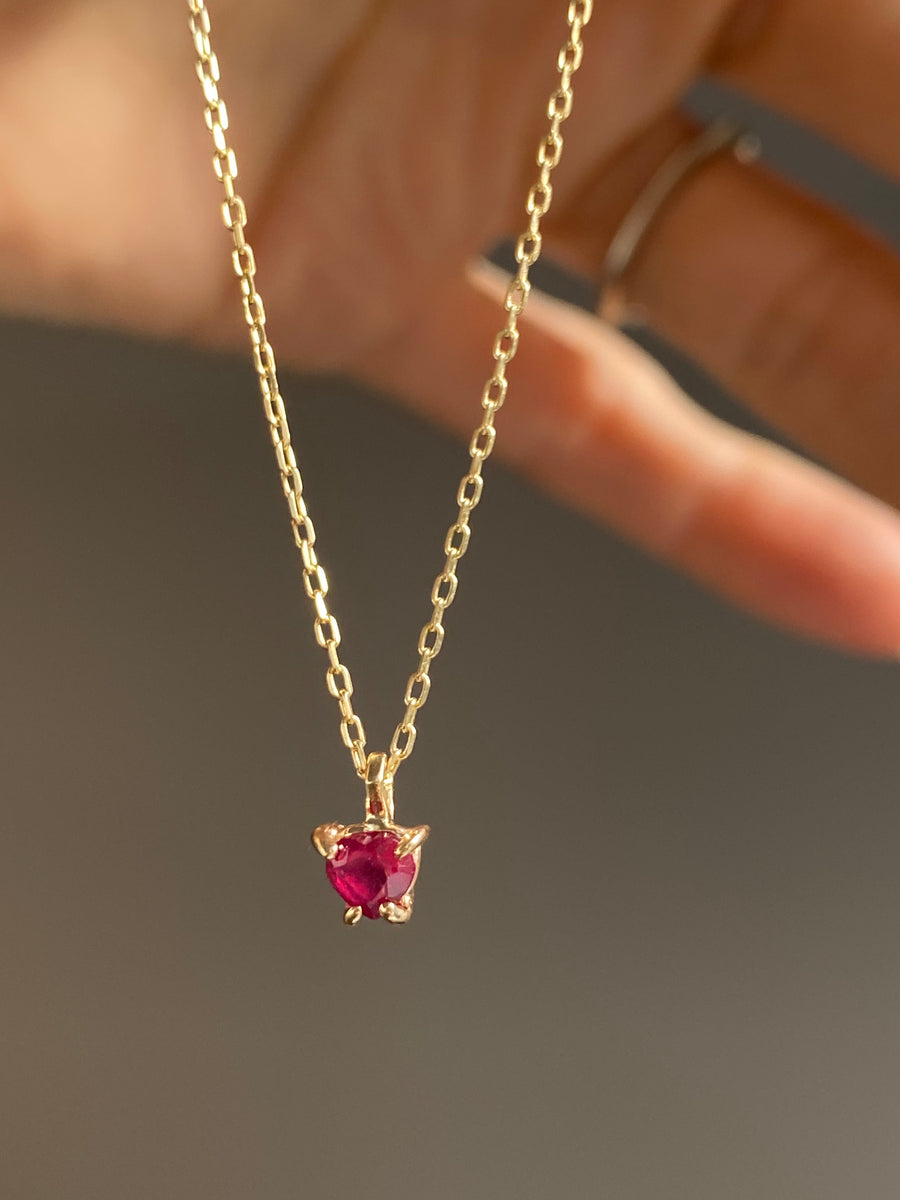 .25 Carat Ruby Heart cut gem necklace