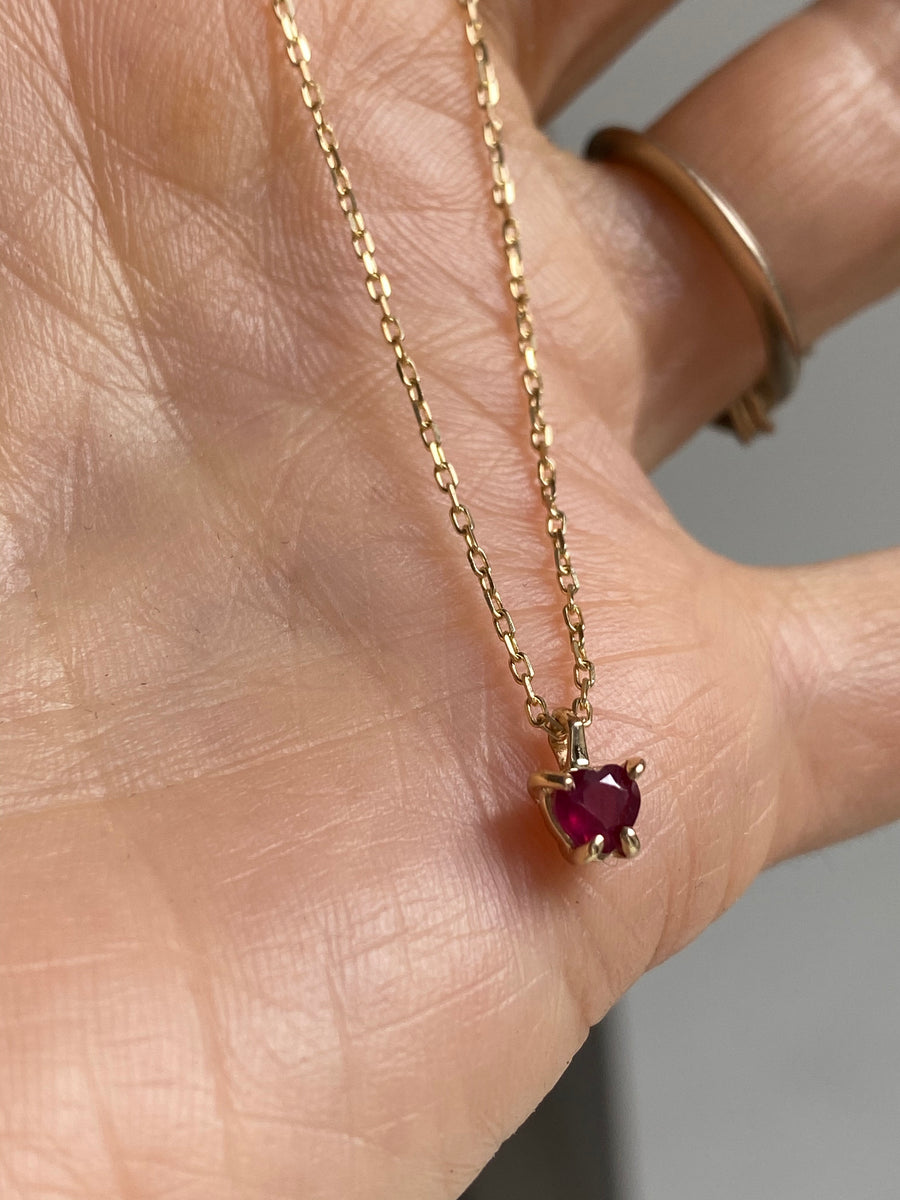 .25 Carat Ruby Heart cut gem necklace