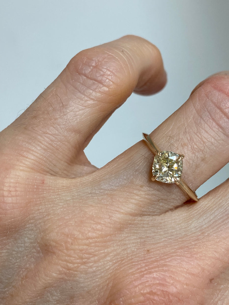 Square Cut Canary Yellow Diamond Engagement Ring