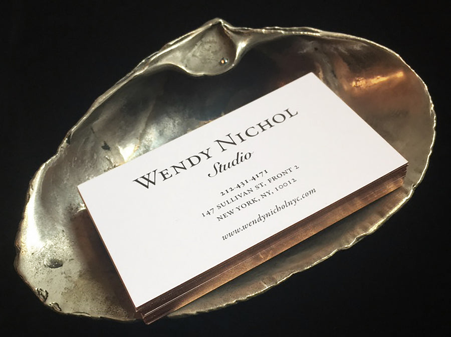 Large Golden Diamond Sea Shell Wendy Nichol Jewelry Designer Sculpture Object solid Brass 3mm Black Diamond Shell Business Cards Card Holder Weed Cigarette Ash Tray Jewelry Box 