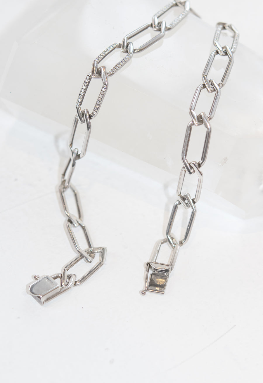 Chain Link Choker in Sterling Silver