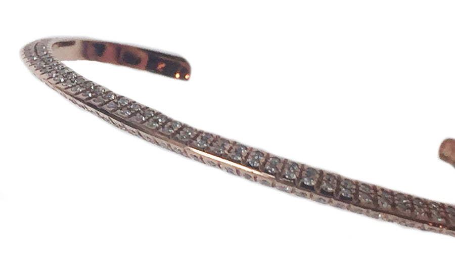 Micro Pave Knife Edge Half Orbit Bangle Bracelet Cuff Wendy Nichol Fine Jewelry Designer Solid 14k Gold Sterling Silver 352 Diamonds