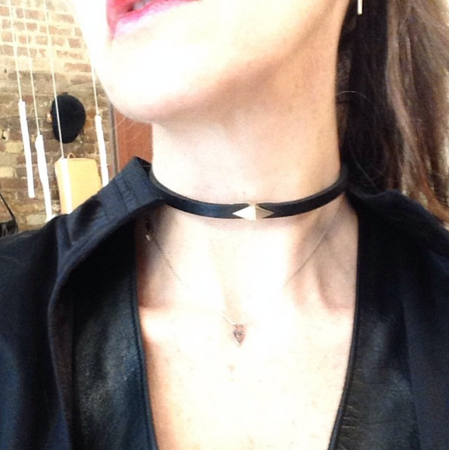 Black Leather Choker Necklace Simple Black Necklace Delicate Chain