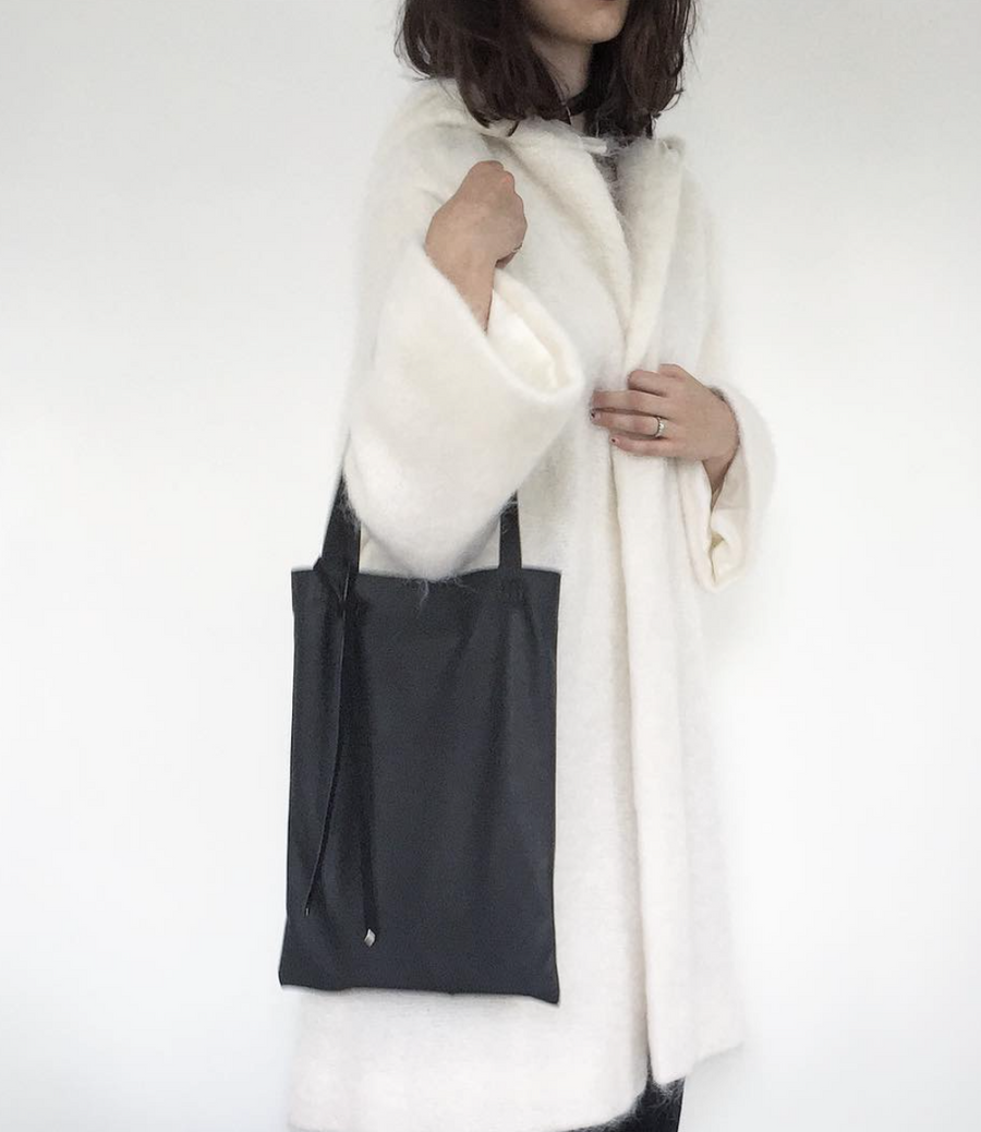 Lightweight Cowhide Leather Canvas Tote Wendy Nichol Handbag Purse Designer Handmade in NYC New York City Light Soft High Quality Black Leather Durable Thin Small Tote Bag