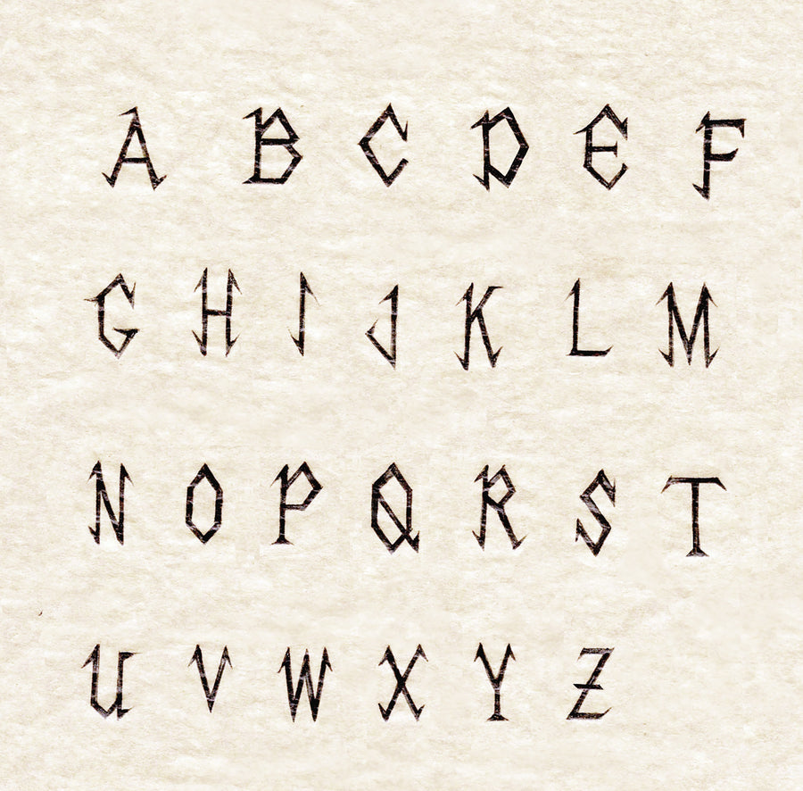 WN Gothic Alphabet Script Wendy Nichol Engraved Letters