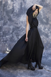 Hooded Backless Long Train Gown – Wendy Nichol