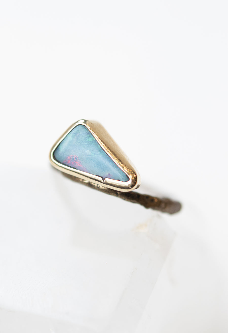 Black Opal Triangle Ring