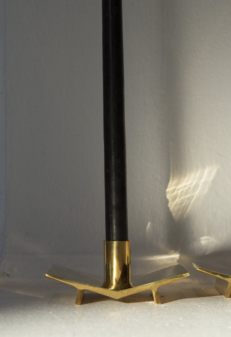 Vintage Brass Geometric Candlestick Holders