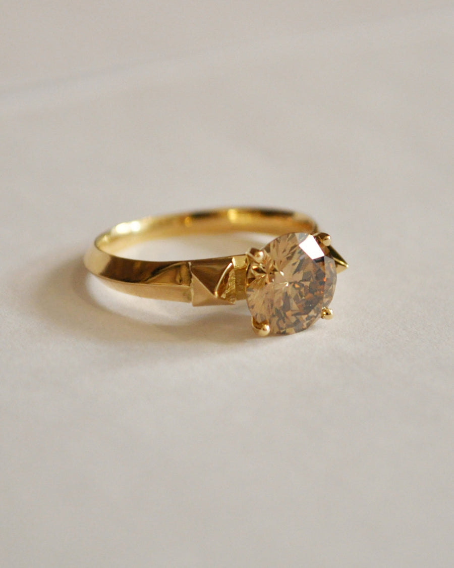 Champagne Diamond and Pyramids Engagement Ring