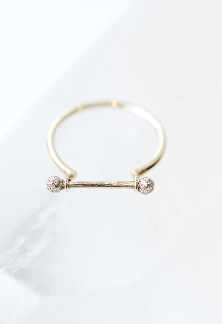 Barbell Ring w. Micro Pave Balls