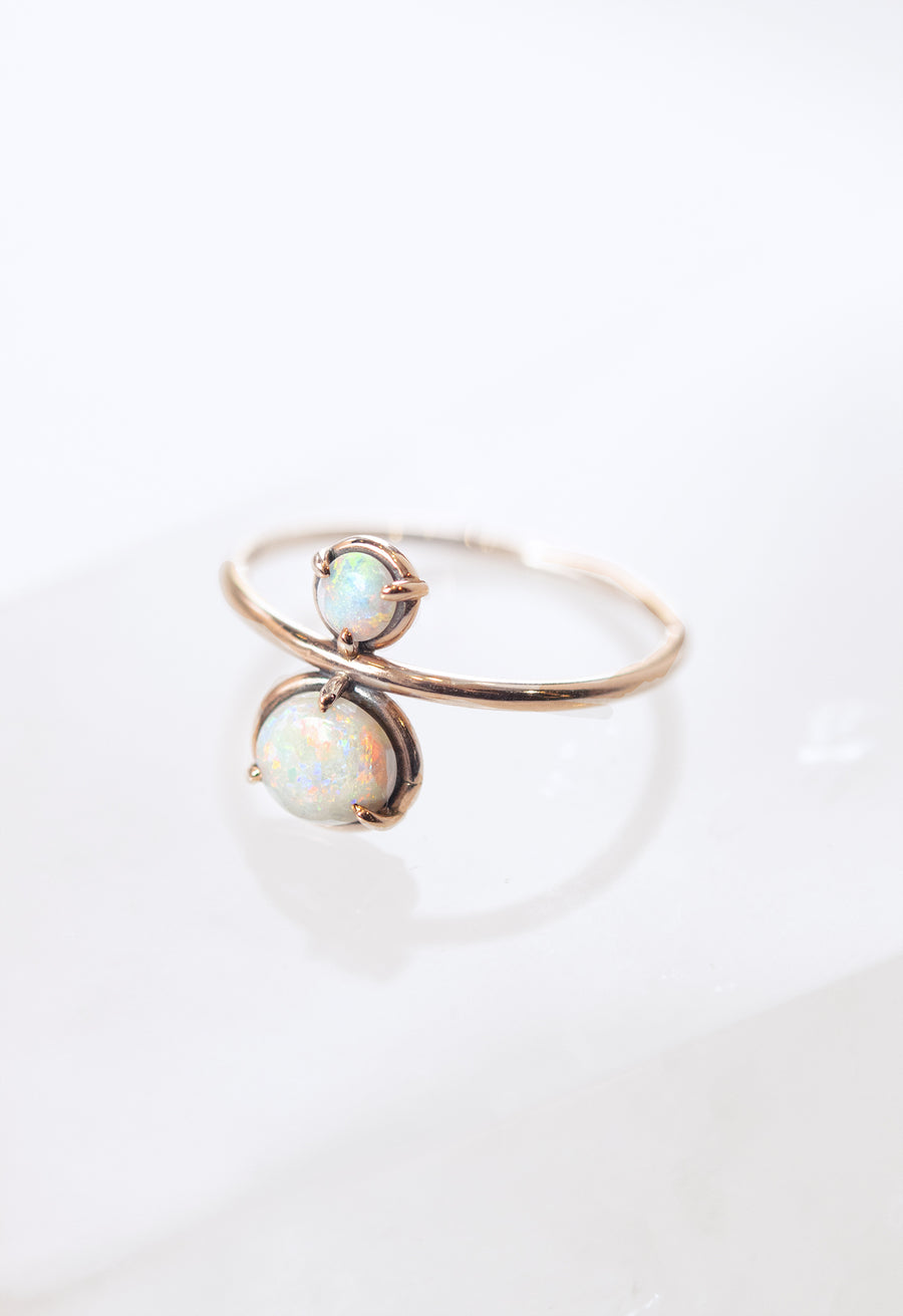 Double Opal Cabochon Ring