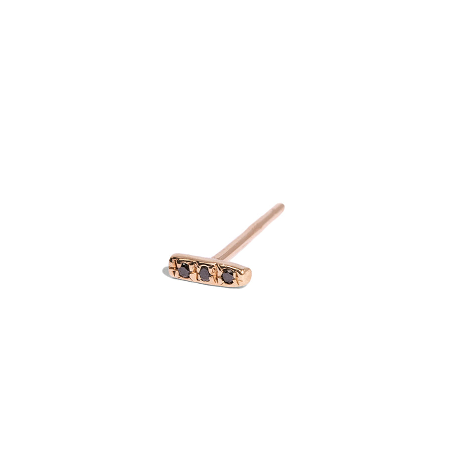 Micro Pave 3 Diamond Line Stud Earring
