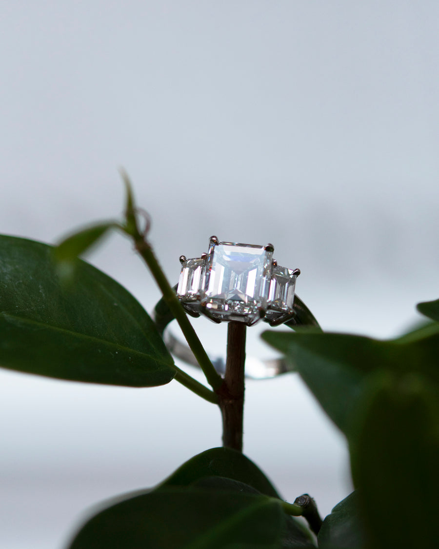 Triple Diamond Modern Engagement Ring
