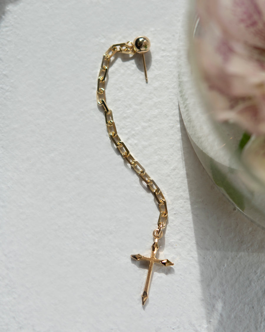 Cross Dangle Chain Amulet Earring