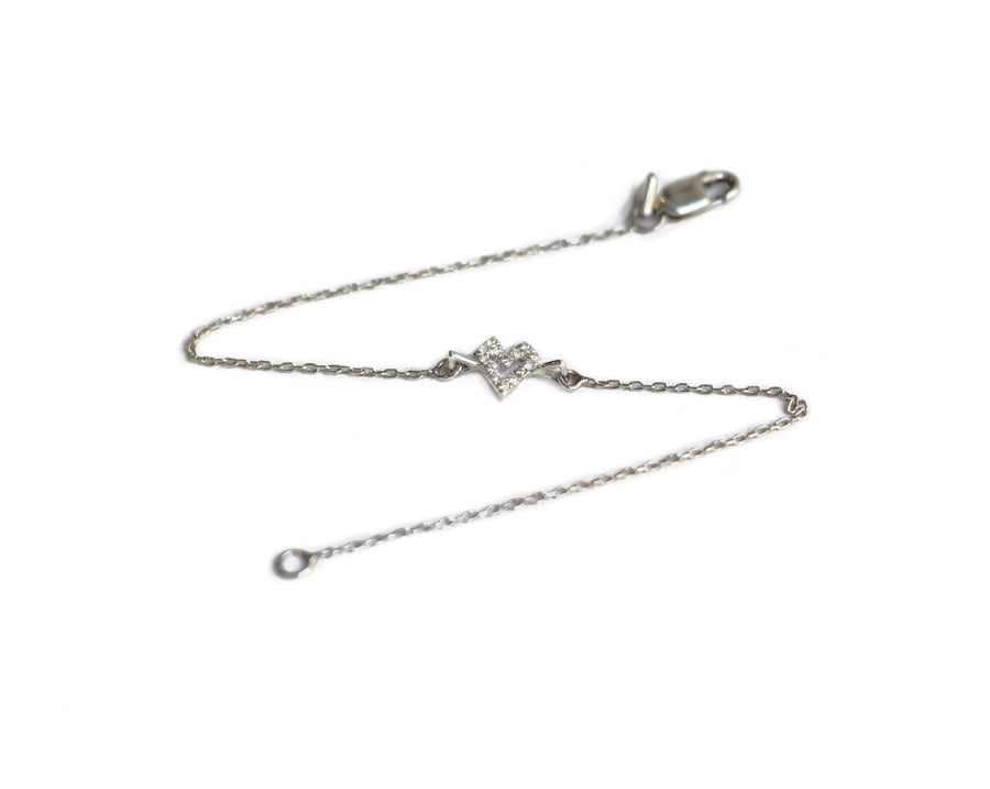 Gothic Heart Bracelet Micro Pave Diamonds White Black Wendy Nichol Fine Jewelry Designer 14k Gold Sterling Silver delicate chain
