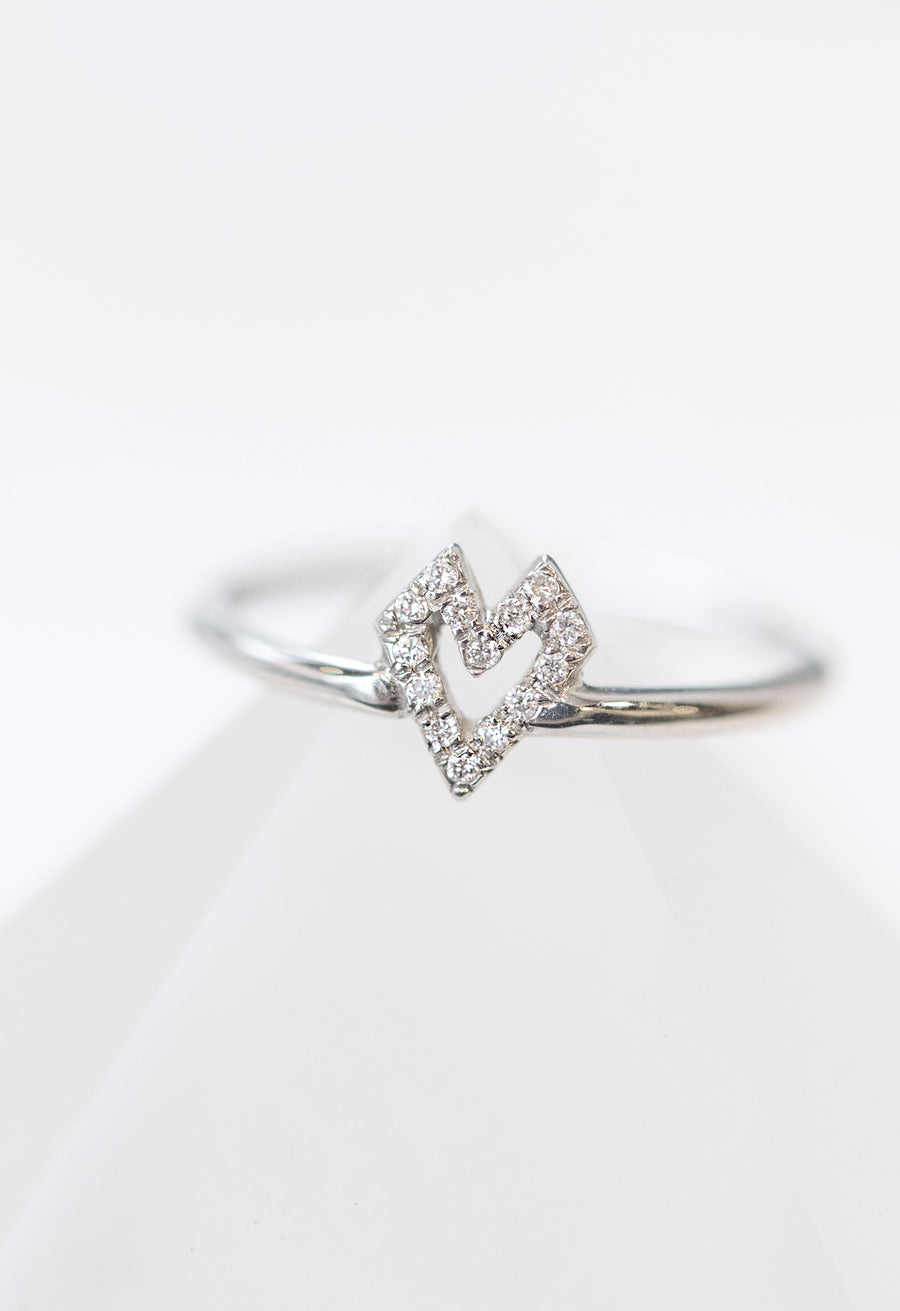 Micro Pave Small Gothic Heart Ring