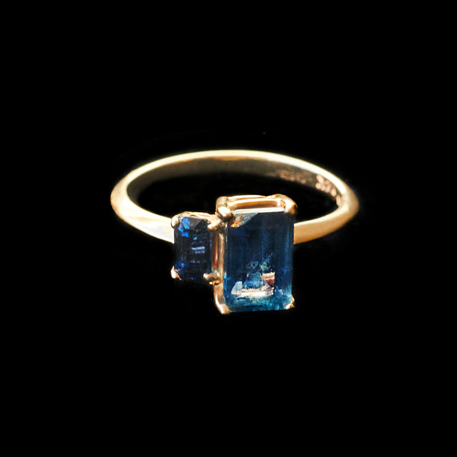 Double Emerald Cut Sapphire Ring