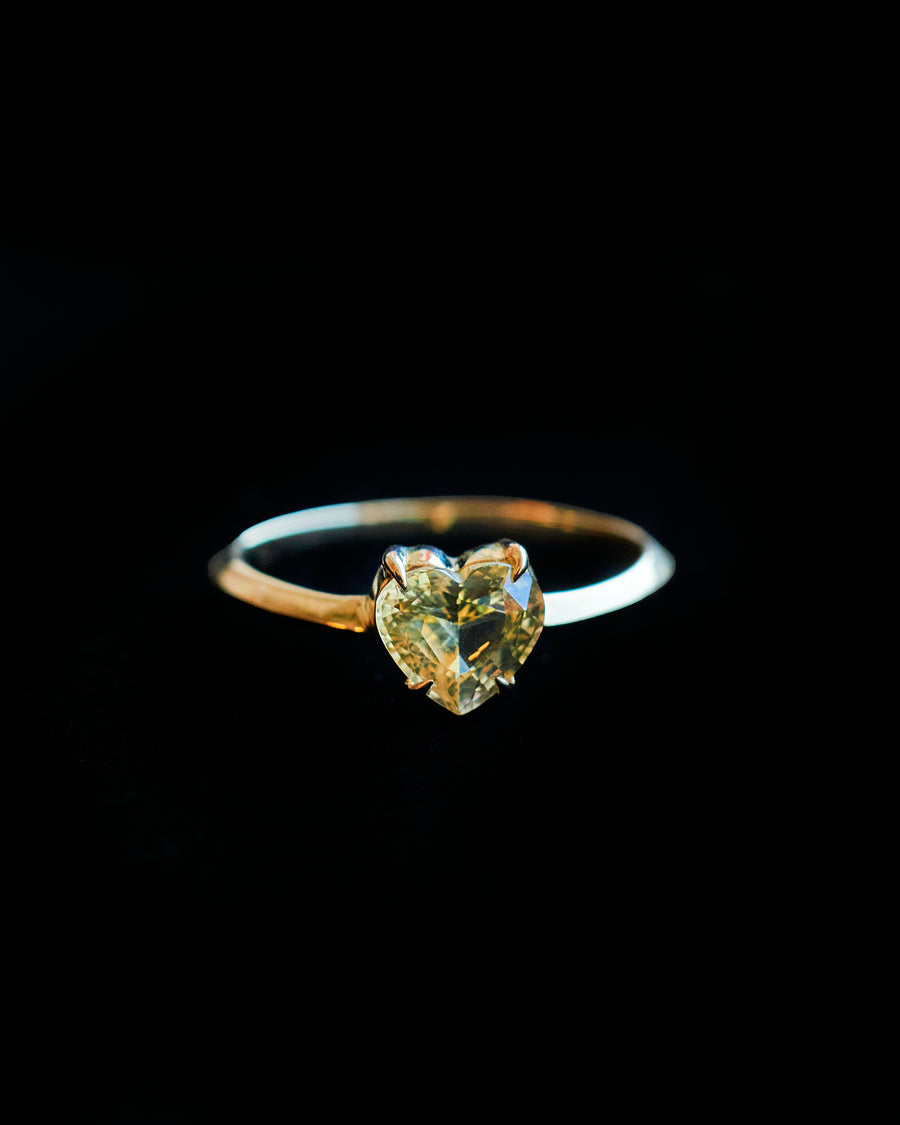 Champagne Sapphire Heart Ring