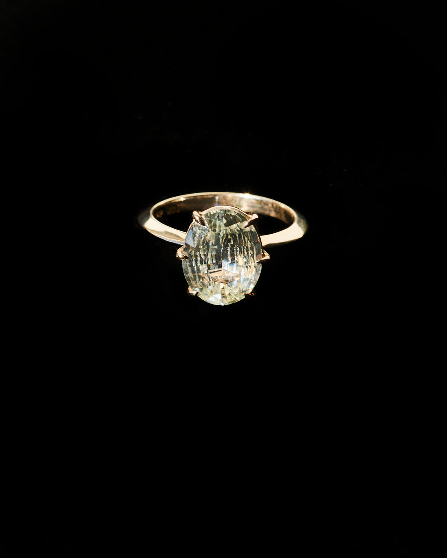 Light Grey Sapphire Oval-Cut Ring