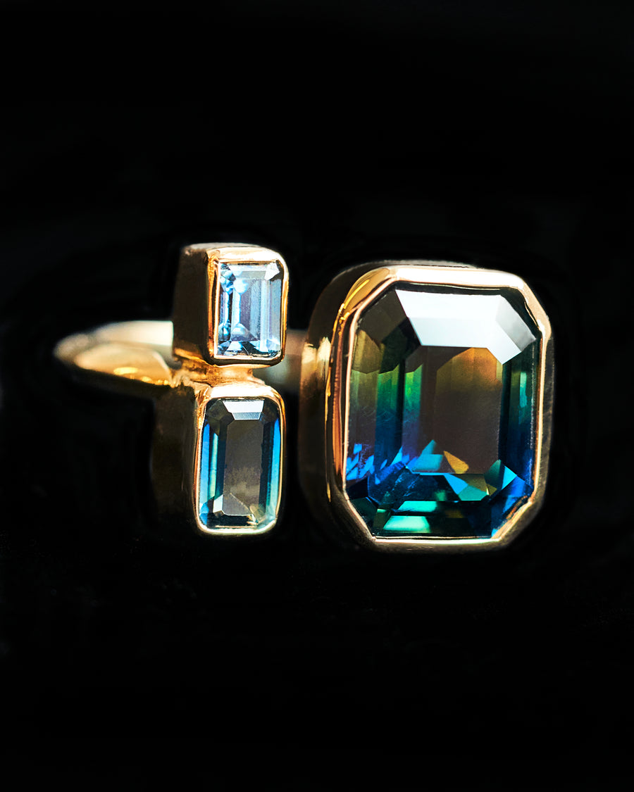 Bi-Color Trinity Sapphire Ring