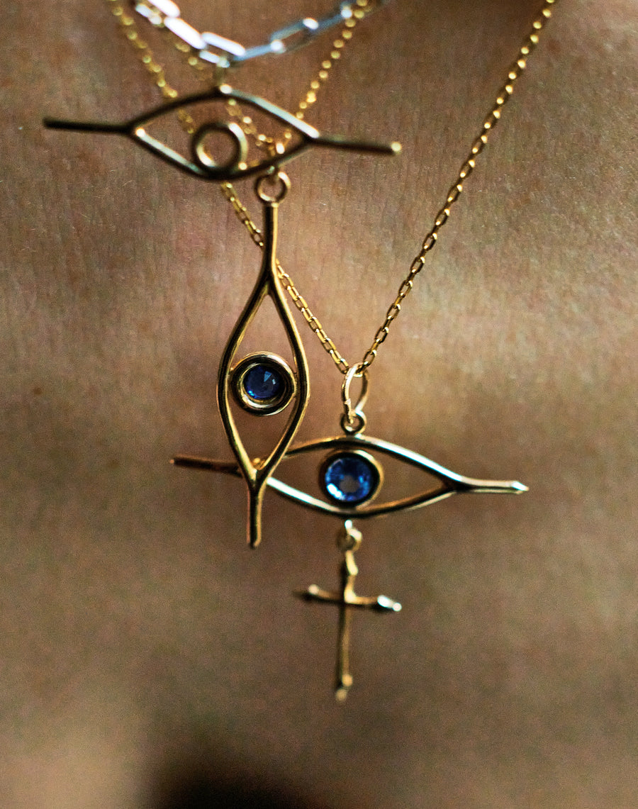 Horizon Gem Eye with Cross Necklace