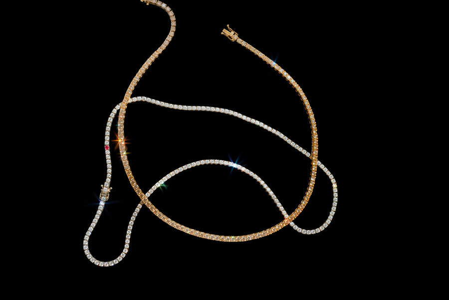 2.4mm White Diamond Tennis Necklace