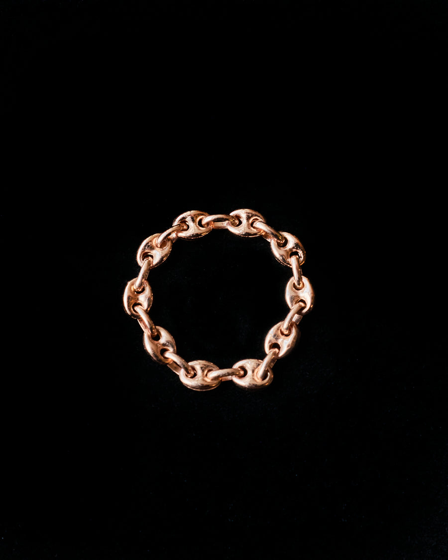 Rose Gold Thin Puffy Mariner Chain Ring
