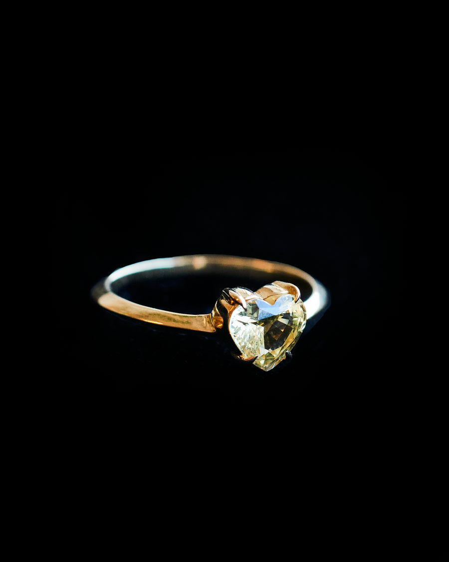 Champagne Sapphire Heart Ring