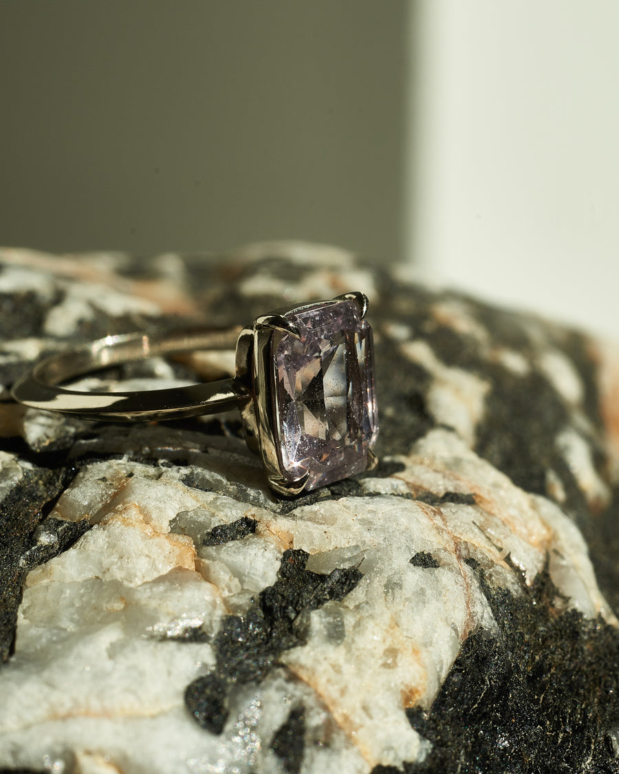 Pink Sapphire Emerald-Cut Ring (3.5 Carat)