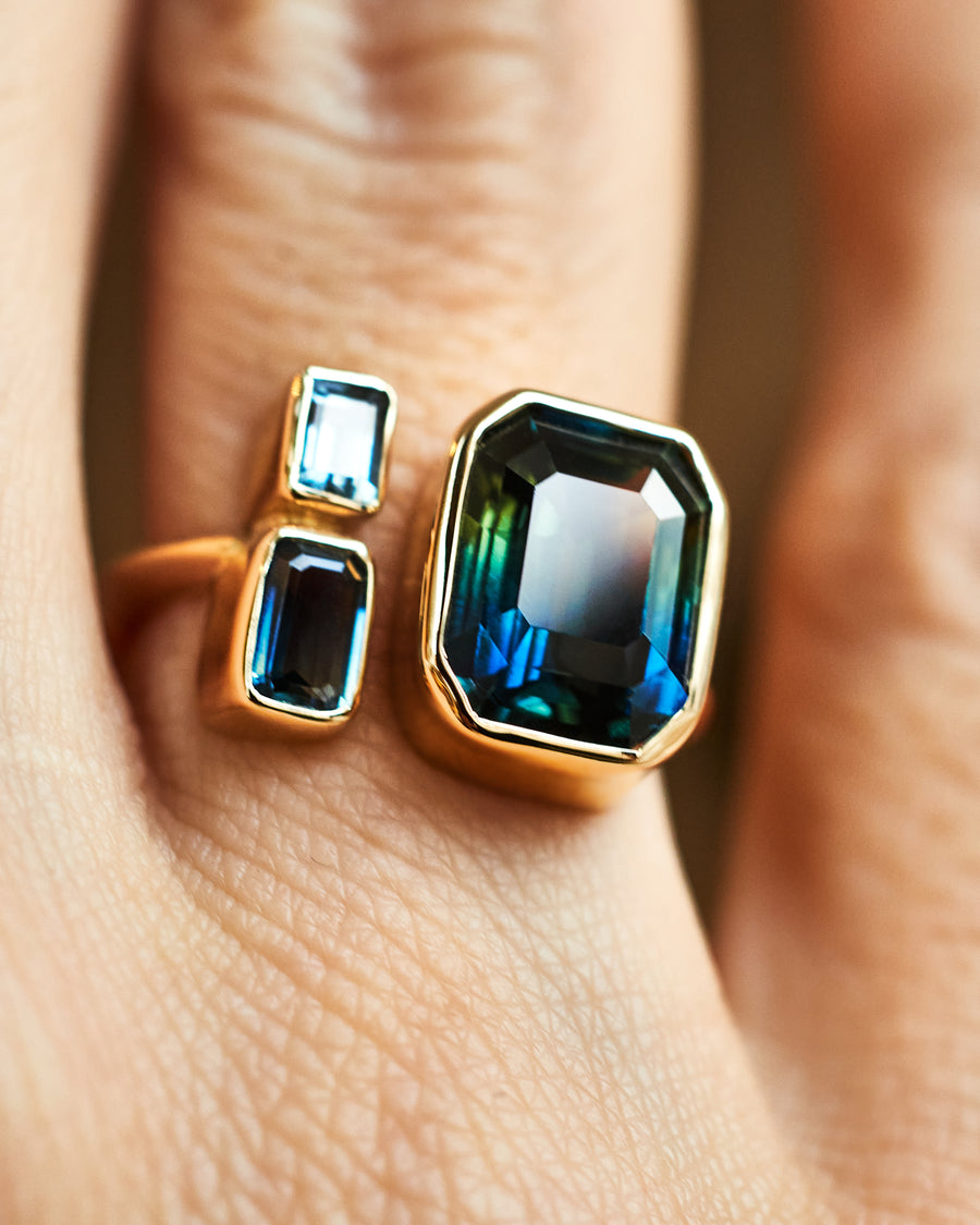 Bi-Color Trinity Sapphire Ring