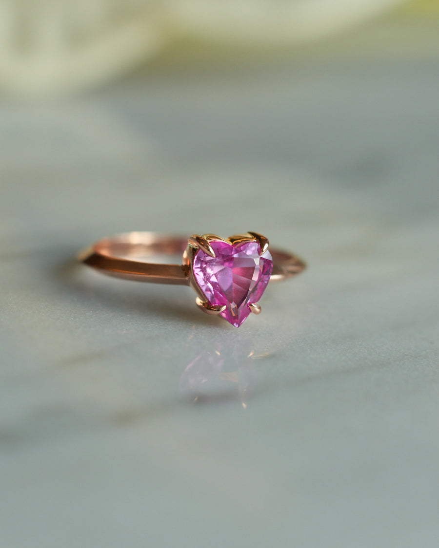 Pink  Sapphire Heart Ring