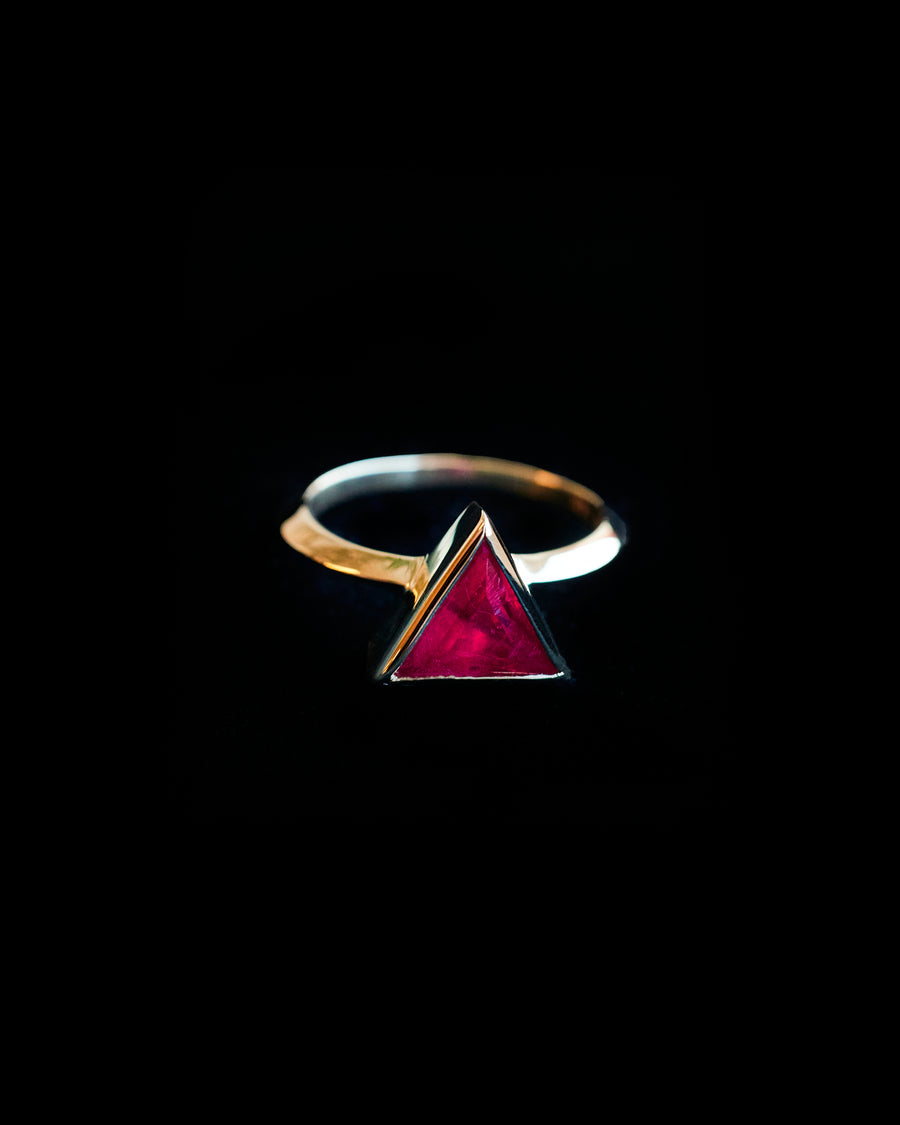 Bezel Set Ruby Pyramid Ring