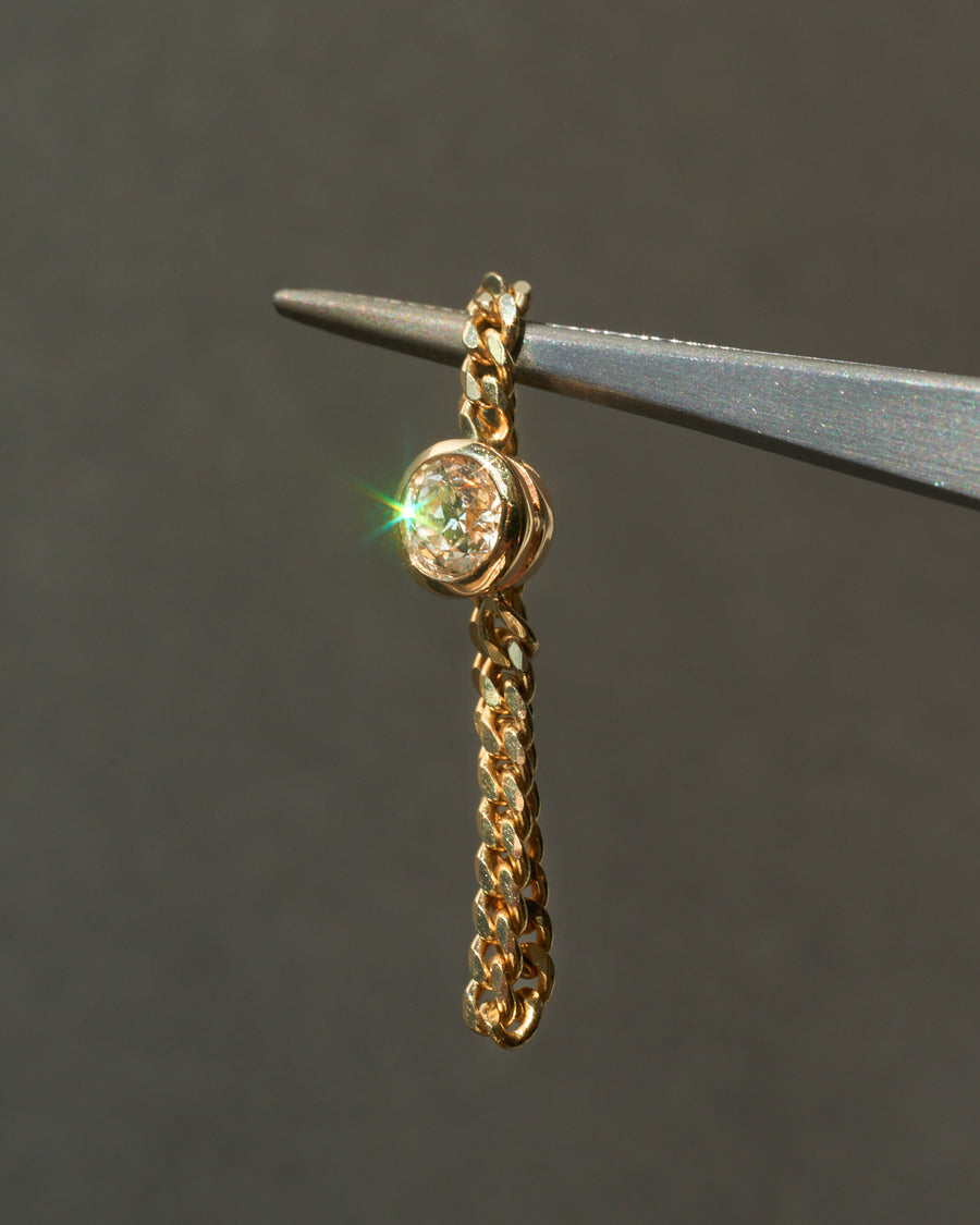Bezel-Set Round Diamond Cuban-Link Ring (6mm)