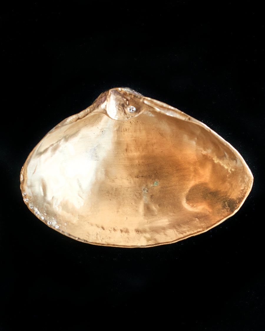 Small side pave Golden Diamond Shell