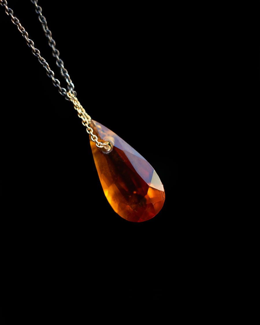 Small Tear Drop Citrine Manifest Long Chain Necklace