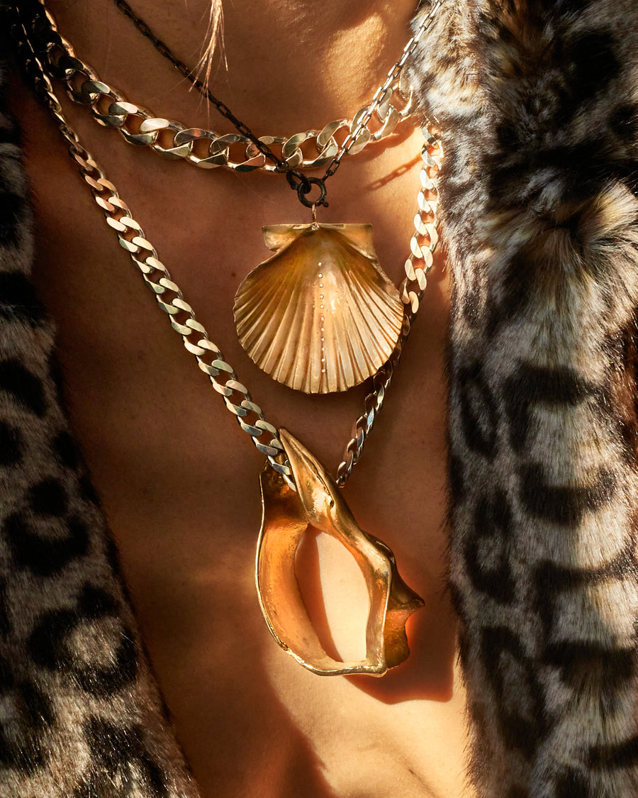 Scallop Diamond Shell Necklace