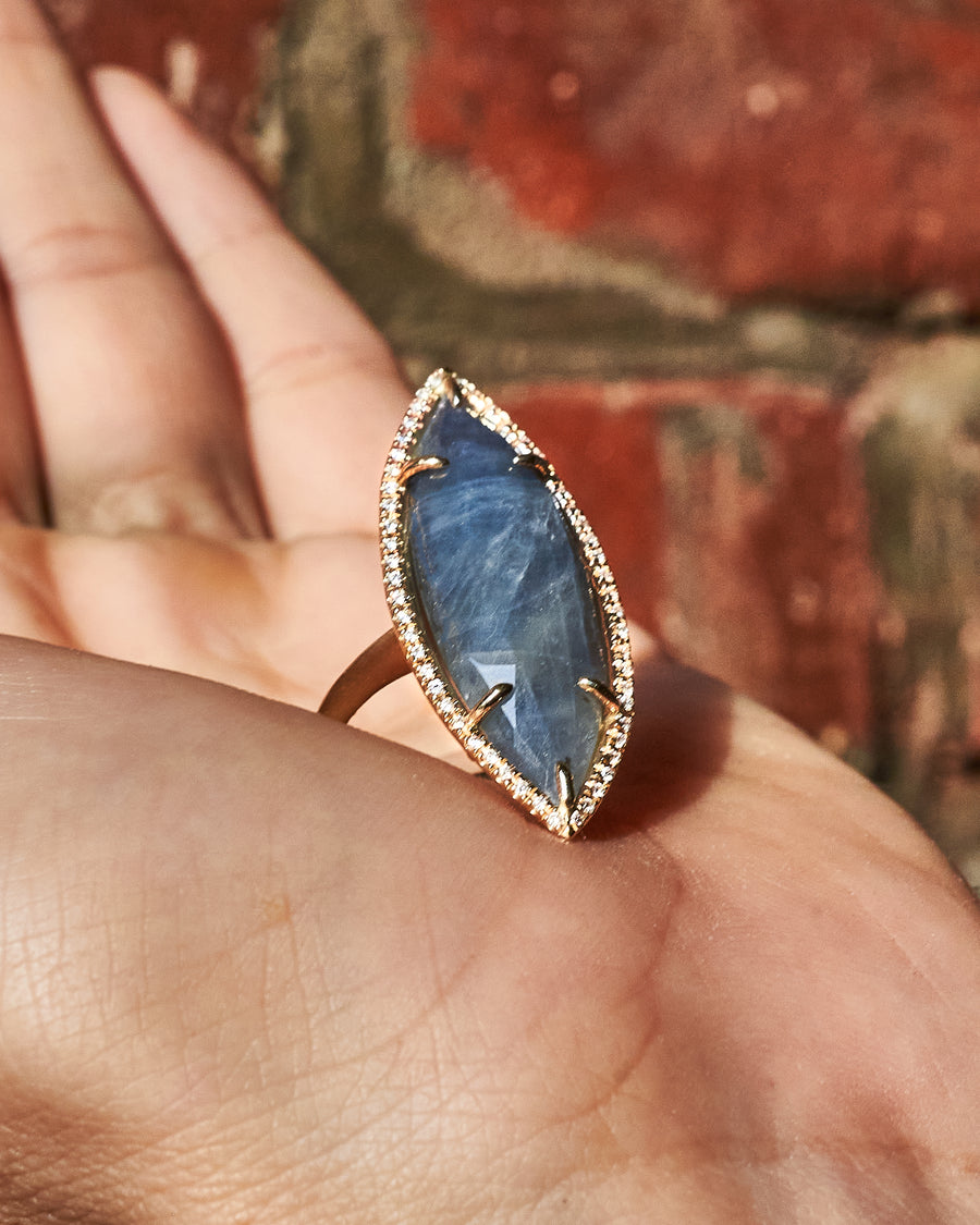 Ocean Sapphire Marquise Diamond-Laced Ring