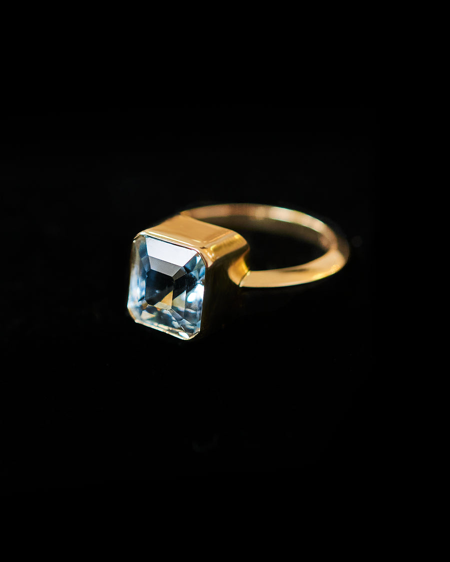 Square Cut Aquamarine Ring (9x9mm)