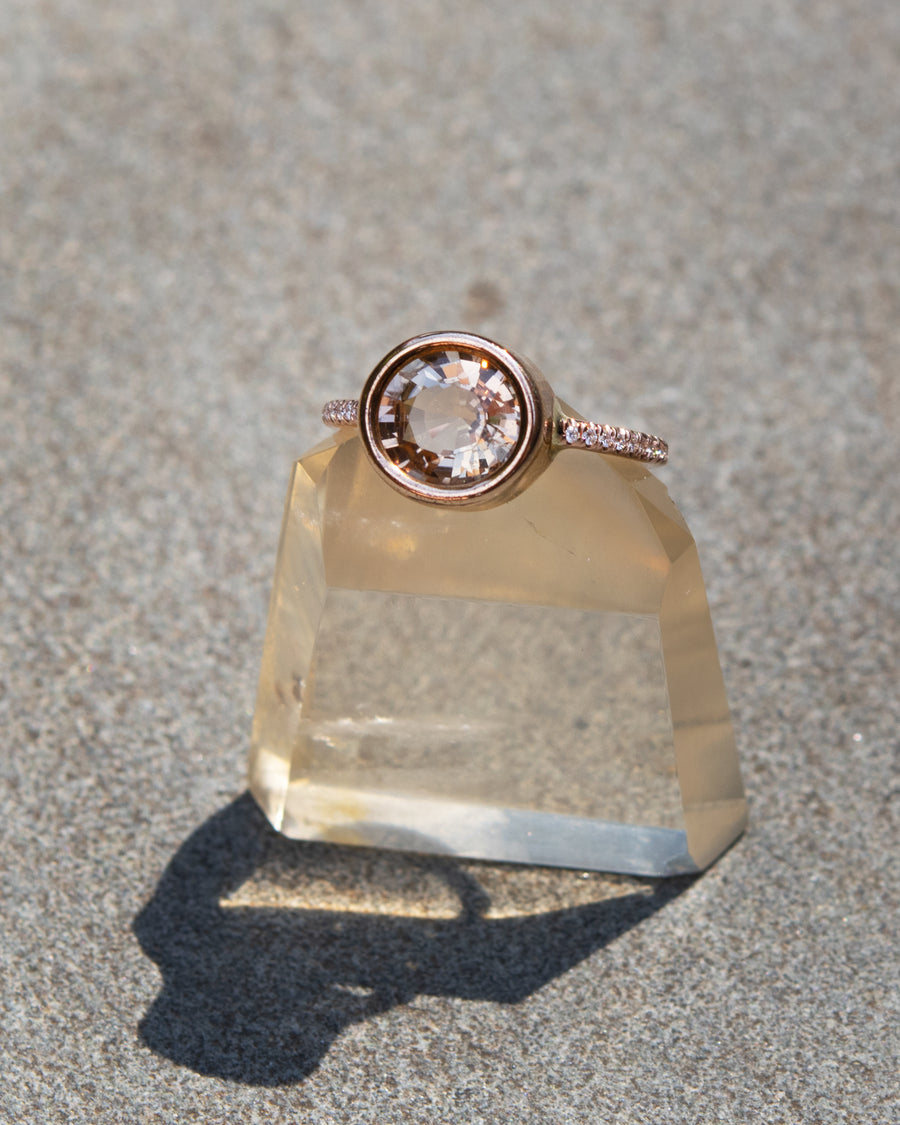 Rose Imperial Topaz Micro Pave Ring